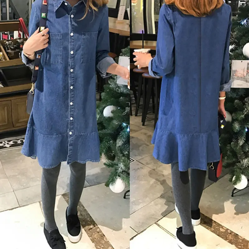 2022 spring and autumn new ladies fashion large size denim dress | Женская одежда
