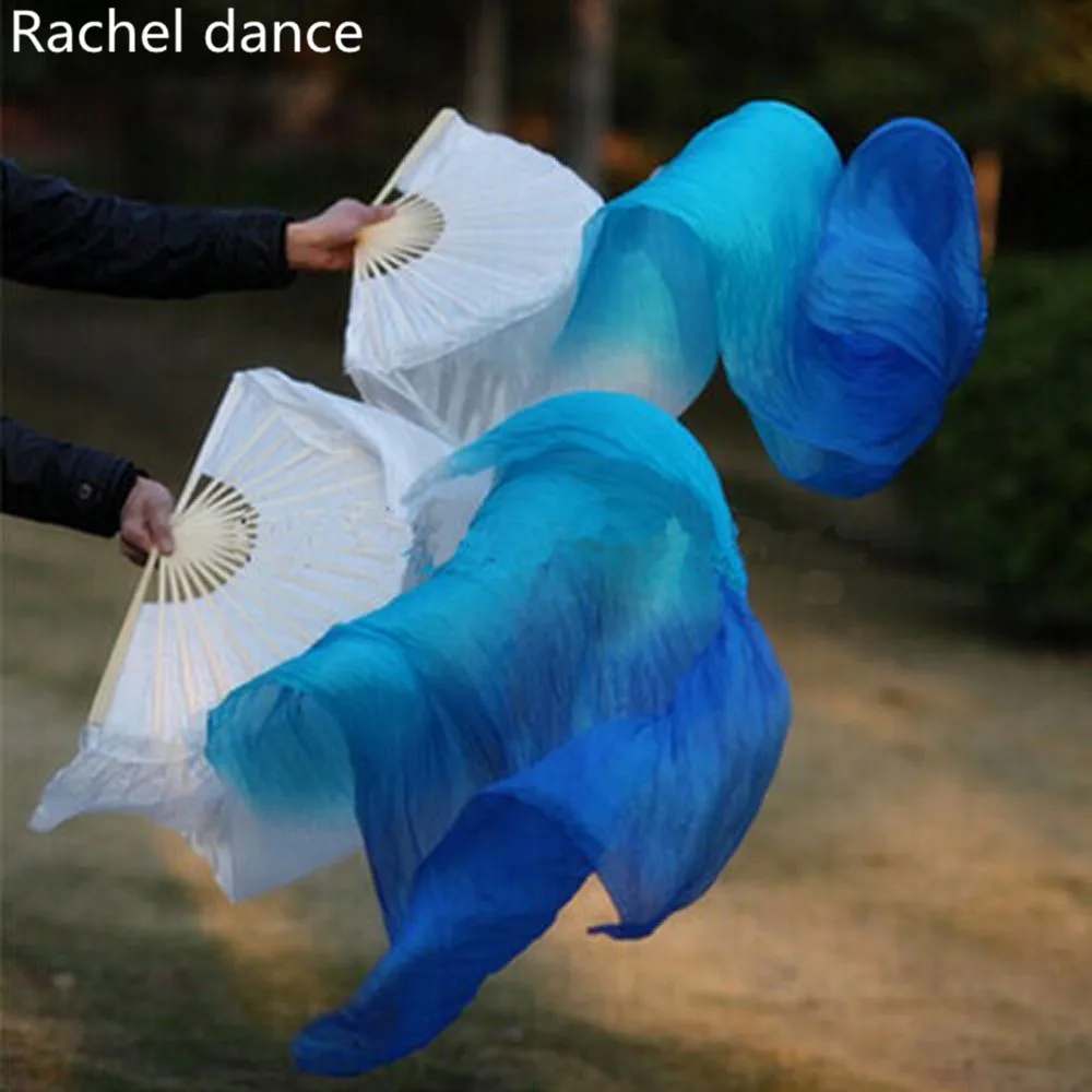 New Arrival Vertical Dyed Color 100% Real Silk Belly Dancing Fan Veils Fashion 3 colors Dance Veil Fans A Pair | Тематическая