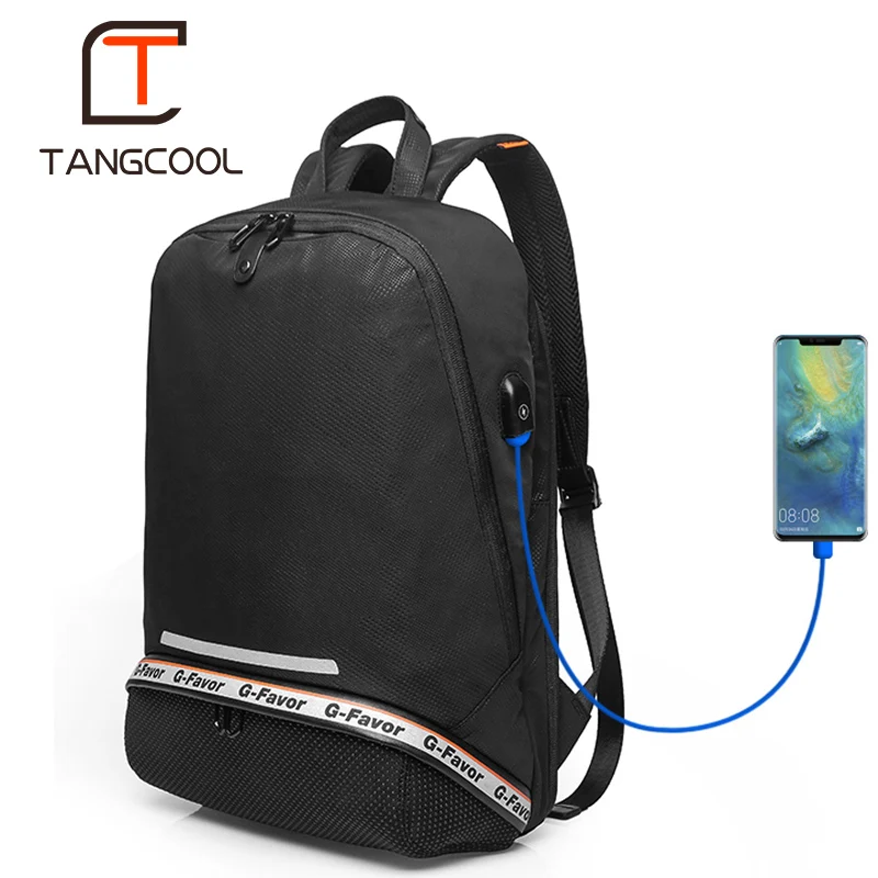 Tangcool 2019 модный мужской повседневный рюкзак с зарядкой через USB 15 6 сумка для