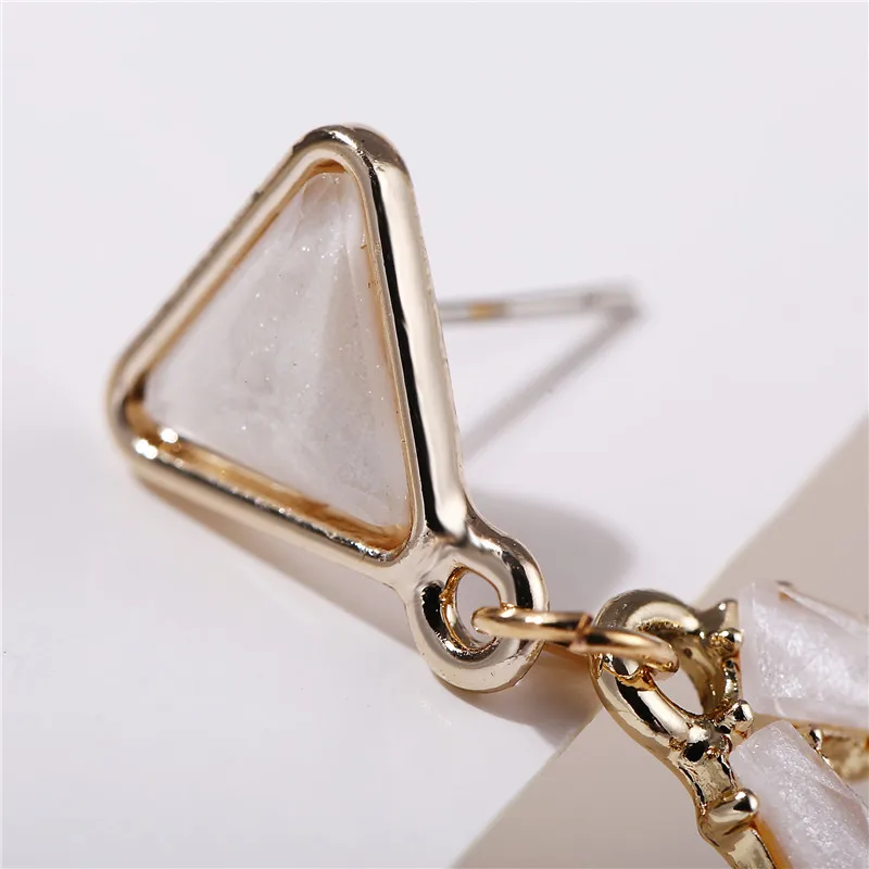 AY винтажные треугольные овальные белые акриловые сережки богемные