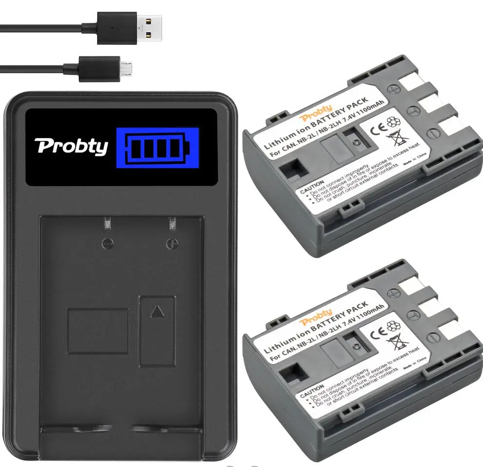2battery and charger NB-2LBattery& Зарядное устройство для цифровых камер CANON EOS 350D/400D Rebel XT XTi NB-2JH NB-2L ZR-100 ZR100 ZR200 ZR300 ZR400 ZR500 ZR600 ZR700 - Цвет: 2battery and charger