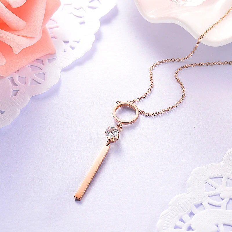 BAOYAN полые круглые циркониевые Подвески ожерелье для женщин из нержавеющей стали