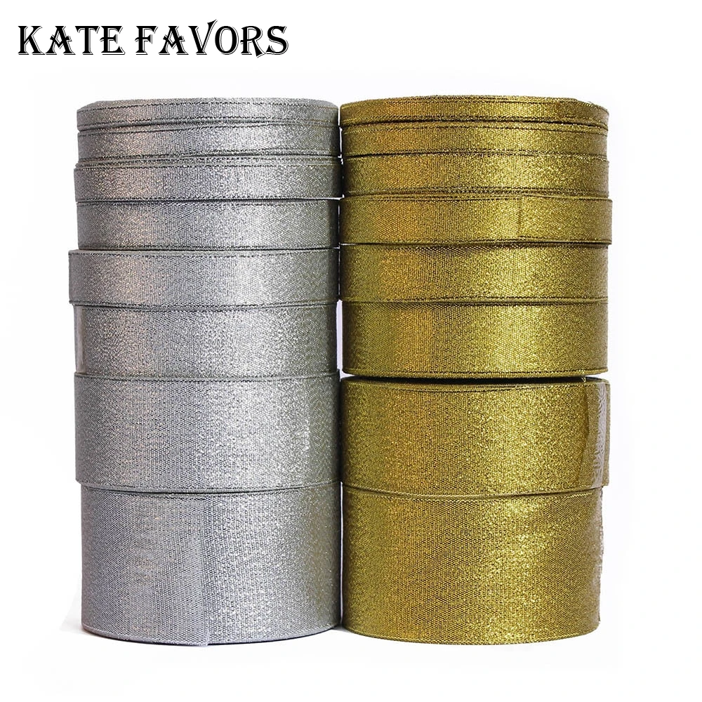 Серебристые золотистые блестящие Сатиновые ленты 25 ярдов для вечеринки дома