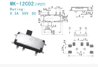 50 шт./лот MK12C02 7P-12608 MP3/MP4 кнопка переключения SMT микропереключатель | Обустройство