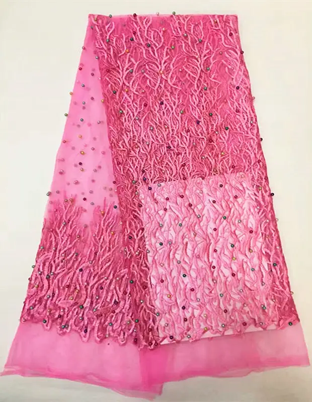 (5yards/lot) AP04 latest pattern French tulle lace fabric with beads decoration for wedding dress free shipping | Дом и сад