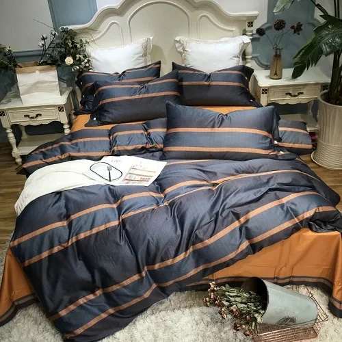 Египетский хлопок queen King size постельные принадлежности из шелка комплект роскошная простыня комплект резиновый простынь пододеяльник ropa de cama linge de lit - Цвет: bedding set 7