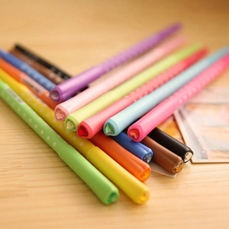 

Super Cute Heart Shape Gel Pen Creative Rhinestone Candy Color Multicolor 0.5mm Diary Planner Mark Writing Supplies