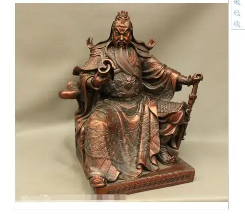 18 &quotКитайская чистая красная бронза воин Гуандун гуаньюн Бог Дракон голова