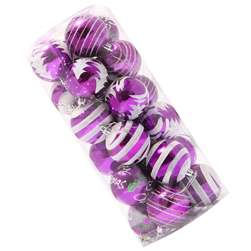 Purple 24 шт Рождество 6 см пластиковые елочные украшения шар - Цвет: Purple