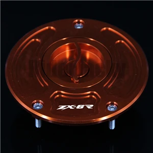 Orange CNC алюминий Keyless аксессуары для мотоциклов Топливный бак газа крышка Крышка для Kawasaki ZX 6R ZX6R ZX-6R(636-A1P) все годы - Цвет: Orange