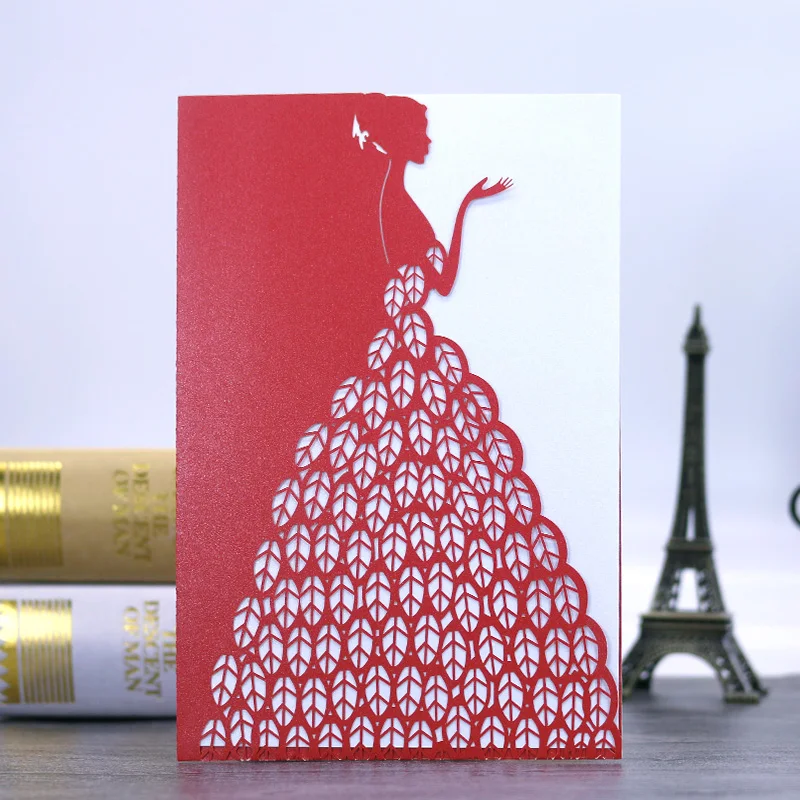 12Pcs pink tiffany blue girls Invitation Cards wedding luxury pricess marriage invitations card | Дом и сад