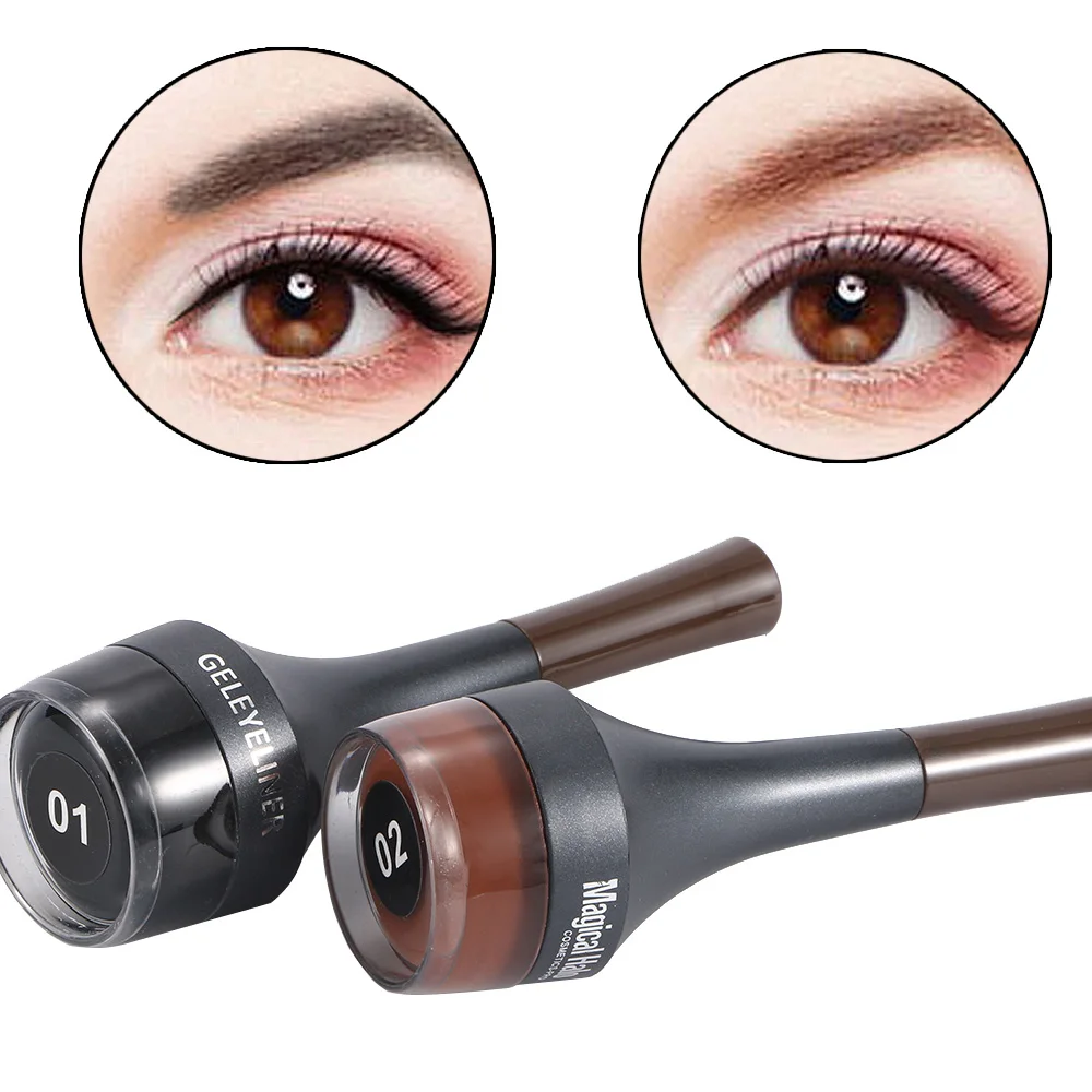 Magical Halo Makeup Waterproof Lock Color Cream Eyeliner Gel Pencil 2 Colors Brown 3D Natural with Brush |