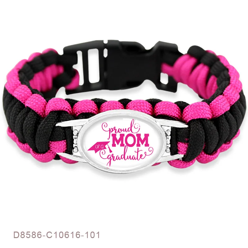 Senior 2018 2019 2020 Proud Mom of a Graduate Military Parachute 550 Cord Wristband Unisex Survival Paracord Bracelets | Украшения и