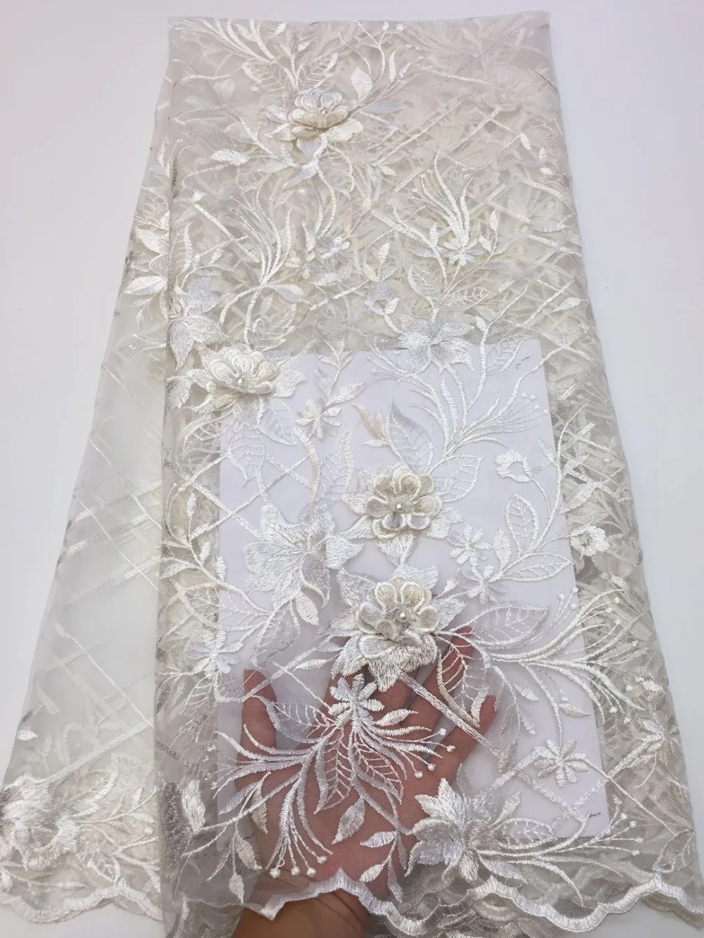 Африканская сетчатая кружевная ткань 2019 новая нигерийская вышитая бисером