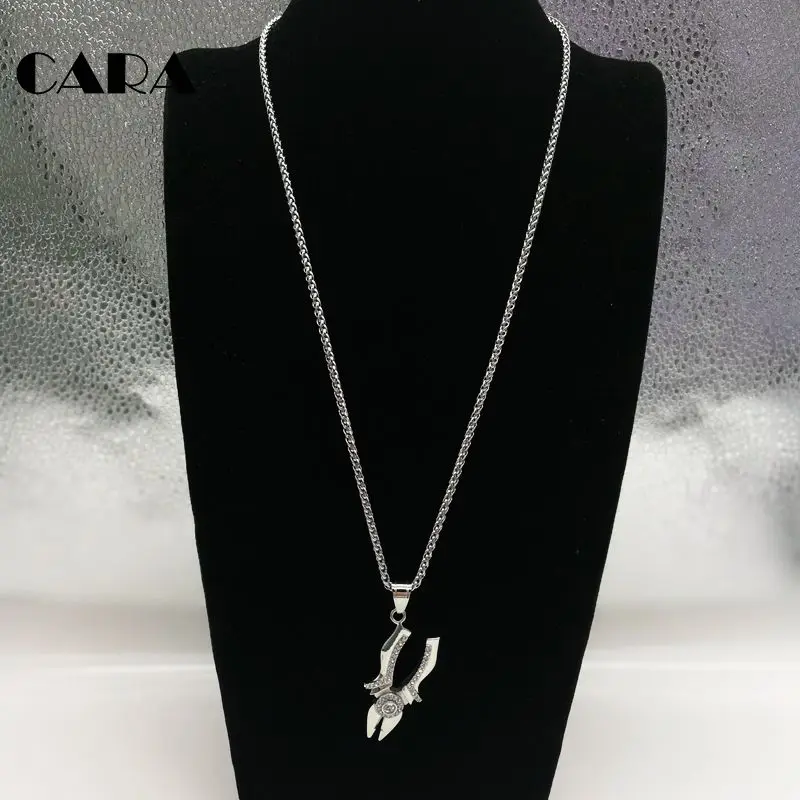 

2019 New arrival 316L stainless steel pliers pendant necklace plumber tool CZ stones pincer pliers necklace fashion men CARA0421