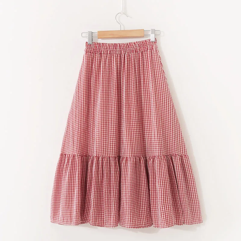 Женская клетчатая юбка А силуэта с высокой талией новинка 2019 летняя винтажная
