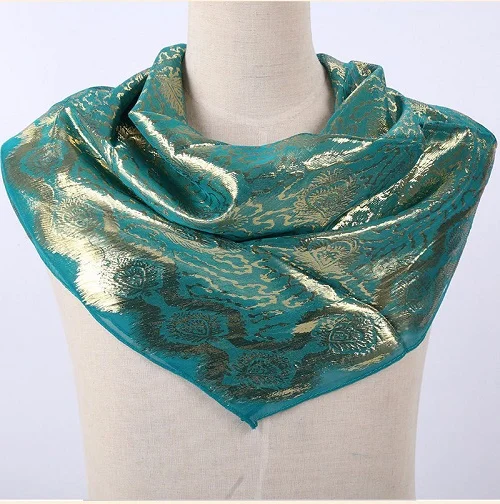 C8 Promotion Sale! Silk Jacquard Scarf Muslim Square Hijabs Shawl Ethnic Ultralight Foulard Hijab Islamic Women's Accessories - Цвет: C8
