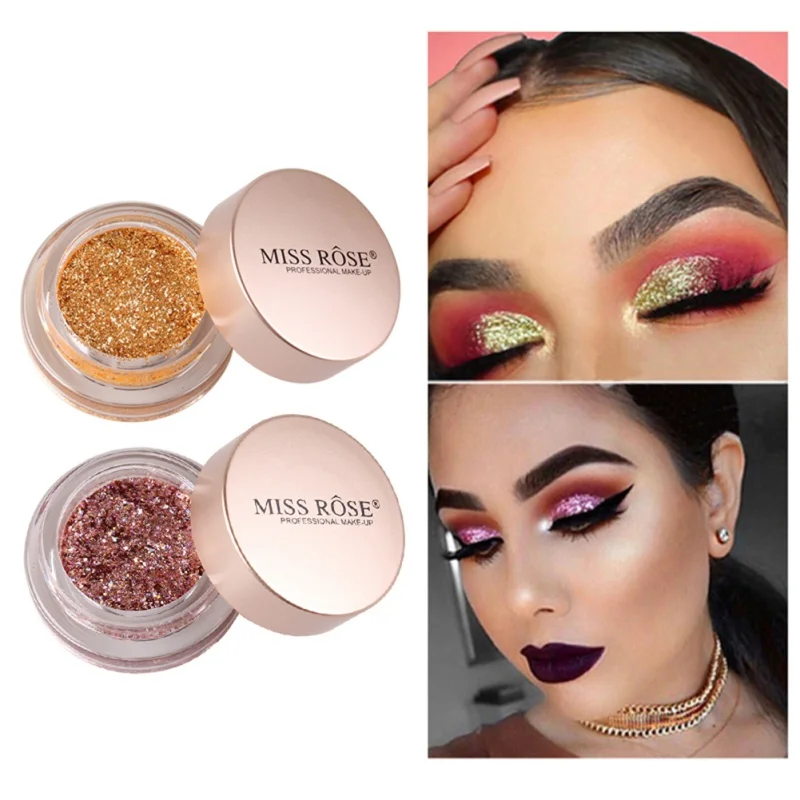 Miss Rose блестящие тени для век мерцающие тени для глаз с металлическим отливом макияж красочные Jin Cong тени для век