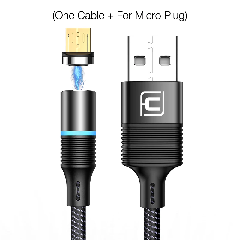 Black for Micro CAFELE QC3.0 светодиодный магнитный USB кабель для iPhone usb type C Micro кабель для samsung huawei Xiaomi Oneplus 3A кабели для быстрой зарядки - Цвет: Black for Micro
