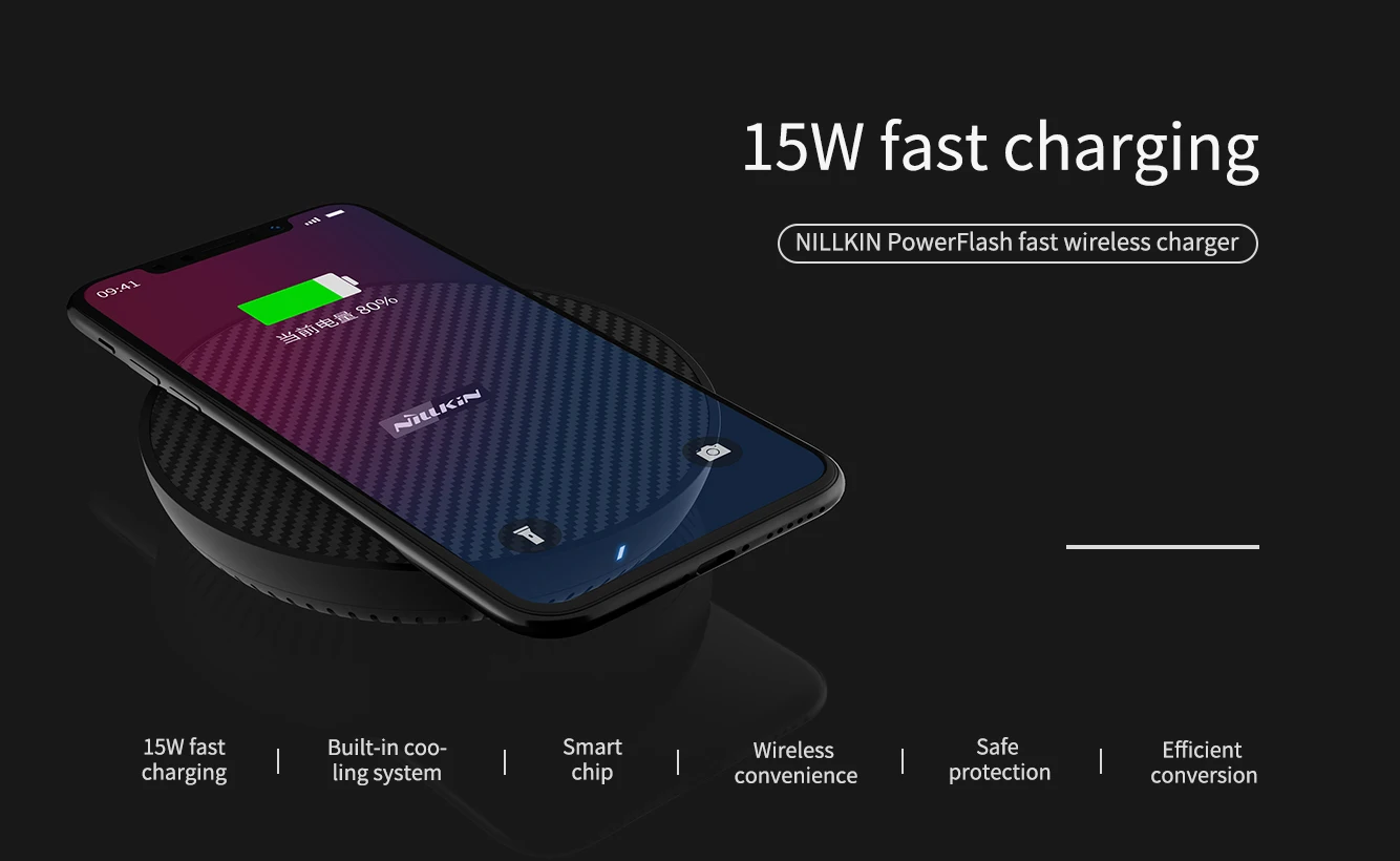 15 Вт быстро Беспроводной Зарядное устройство для samsung S9/Note 9/S9+ Nillkin Быстрая Зарядка Qi Беспроводной зарядного устройства волокна для iPhone XS Max/XS/8/8 Plus