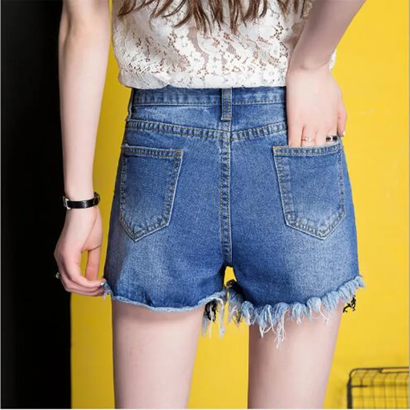 Women 2018 summer fishnet hollow out mesh hot pants with holes loose casual wide leg crochet jeans short denim shorts for female | Женская