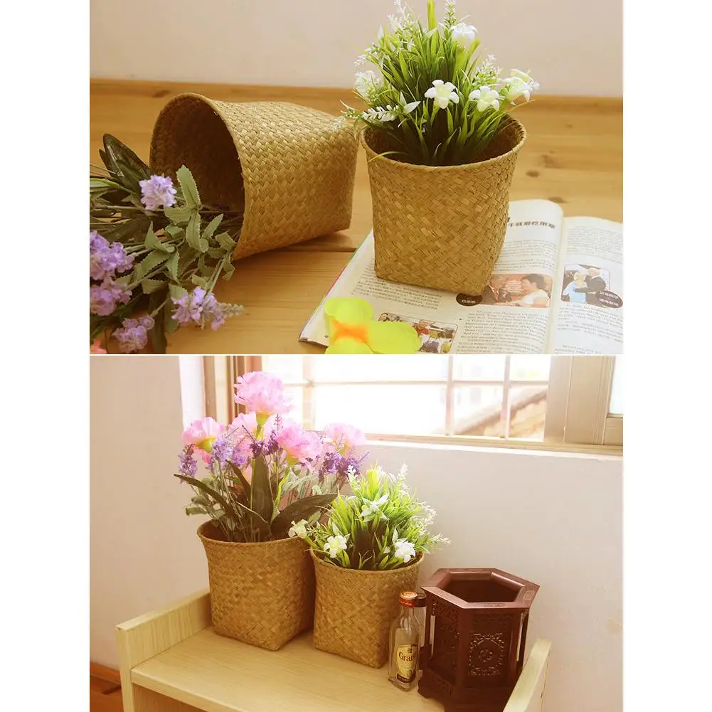 Hand-knitted Toy Storage Basket Fruit Basket Nordic Style Plant Pot Basket Hand-woven Collapsible Flower Basket