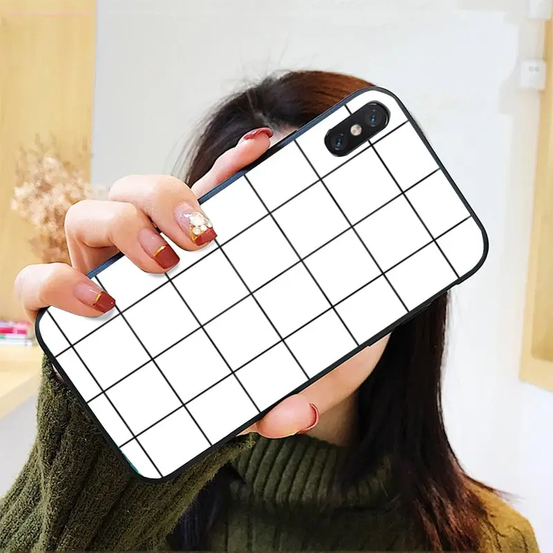Простые Модные черные белые чехлы для телефонов с сеткой iPhone 7 8 6 6s plus X XR XS Max Samsung s8
