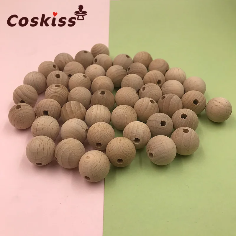 Beech Wooden Chewable 10-20mm Round Beads Ecofriendly Beech Beads DIY Craft Jewelry Accessories Baby Teether