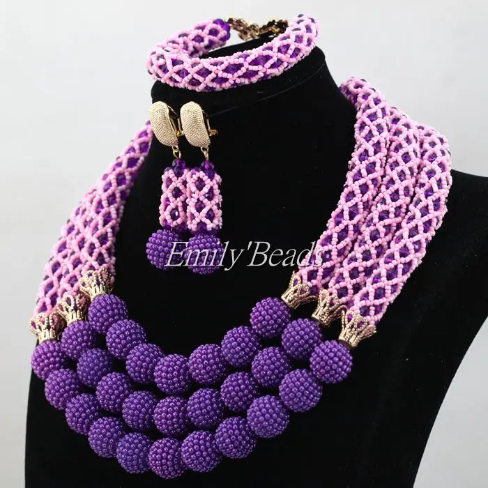 Очаровательный нигерийский Свадебный комплект ювелирных изделий из бисера в