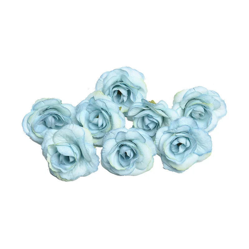 blue A001 10 шт. искусственный цветок 3 см Шелковый цветок розы голова Свадебная вечеринка DIY платье обувь коллаж украшения поддельные цветы альбом - Цвет: blue