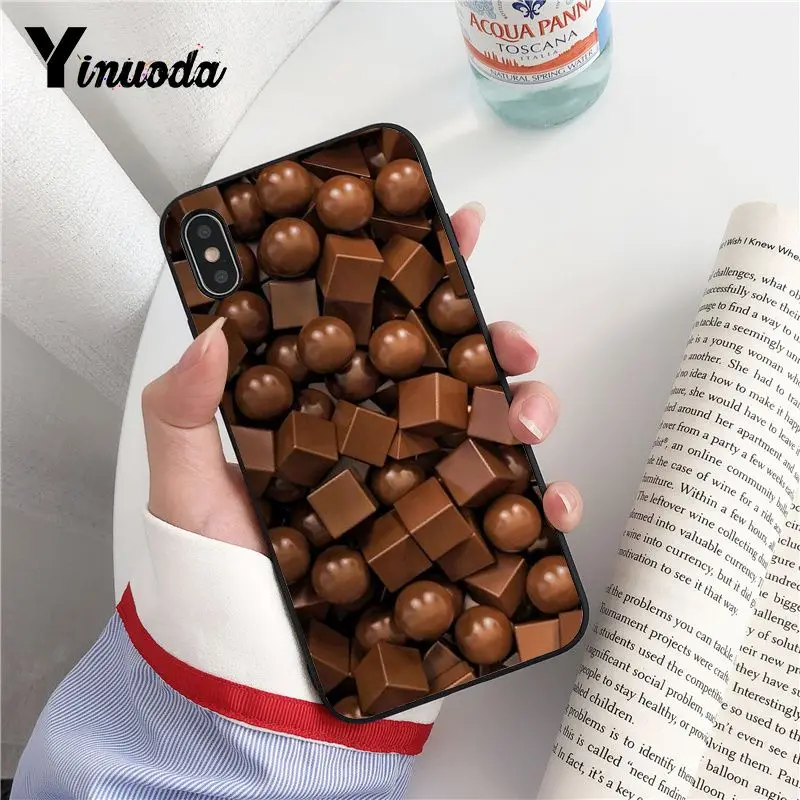 Yinuoda чехол с шоколадным дизайном черный мягкий для телефона iPhone 8 7 6 6S Plus 5 5S SE XR X XS