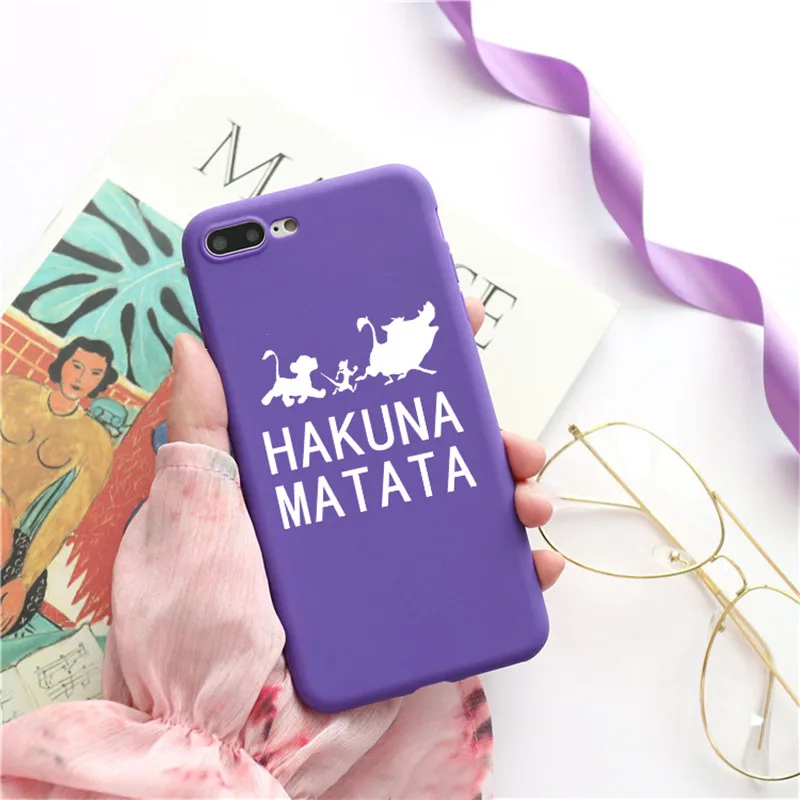 Мягкий силиконовый матовый чехол из ТПУ для iPhone 6 XR XS MAX 8 8Plus X 7 7Plus 11 Pro, чехол с изображением короля льва пумбы Hakuna Matata - Цвет: ZHSR-19223
