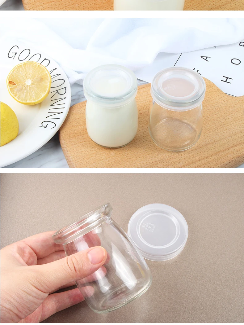 1PC 100ml Candy Jam Jar Glass Jars And Llids Milk Yoghourt Jelly Mousse Dessert Bottle Pudding Cup