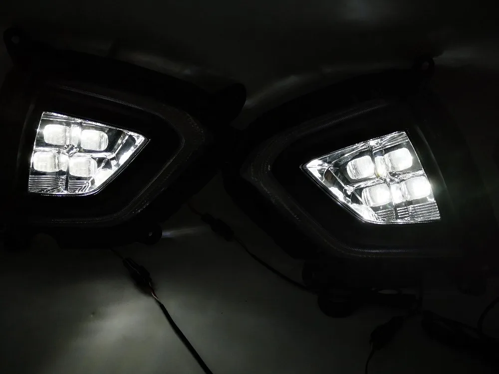 Автомобильный мигающий 1 пара DRL для hyundai Creta IX25 Светодиодный дневной ходовой светильник, противотуманная фара DRL с желтым поворотным сигналом