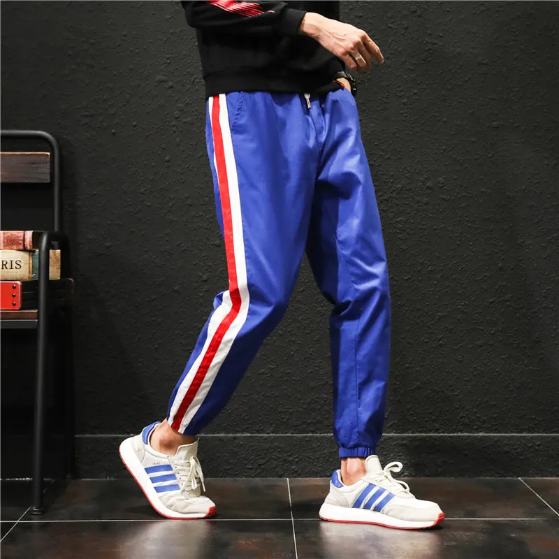 Весна 2019 брюки мужские брендовые Новые Боковые Полосатые повседневные 100% хлопок