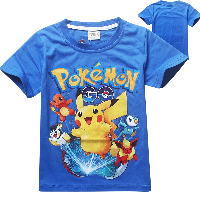 Подарок цепочка для ключей для мальчиков с принтом pokemon футболка детские хлопковые летние платья для девочек, рубашка 3D принт футболка «Пикачу» для детей Одежда для девочек футболки