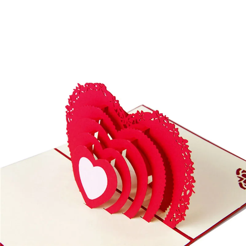 3D Pop Up Laser Cut Greeting Cards for Valentine's Day Vintage Kirigami Origami Thank You Love in the Heart | Дом и сад