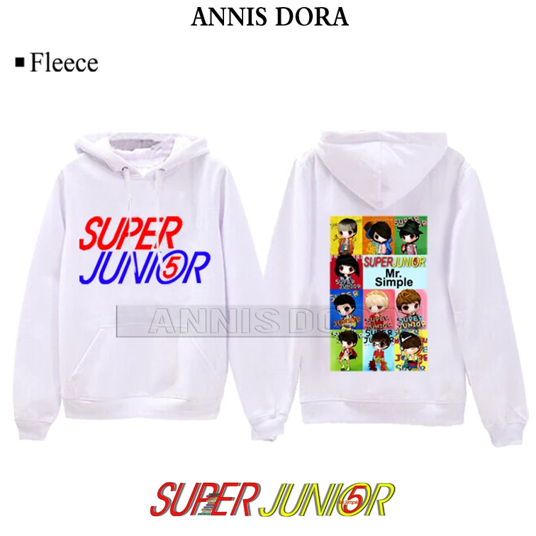 Super Junior SJ heechul Donghae Eunhyuk kyuhyun leeteuk 5TH Logo Hoodie - Цвет: 5TH B