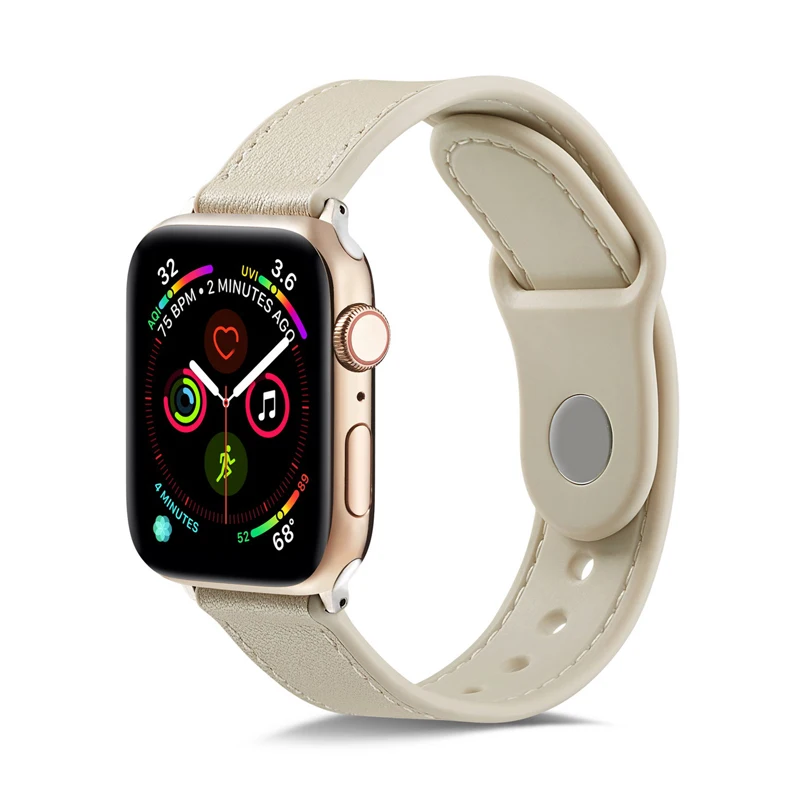 Ремешок из натуральной кожи для apple watch 4 5 полоса 42 мм 38 44 40 браслет TPU Мягкий часов
