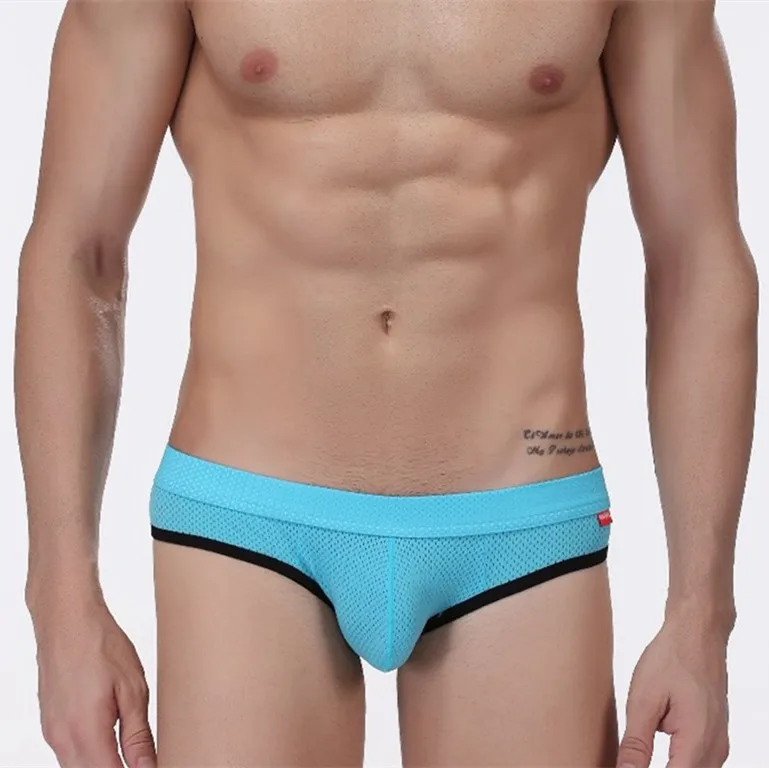 Мужские трусы брифы из сетчатого материала черные дышащие слипы сексуальное
