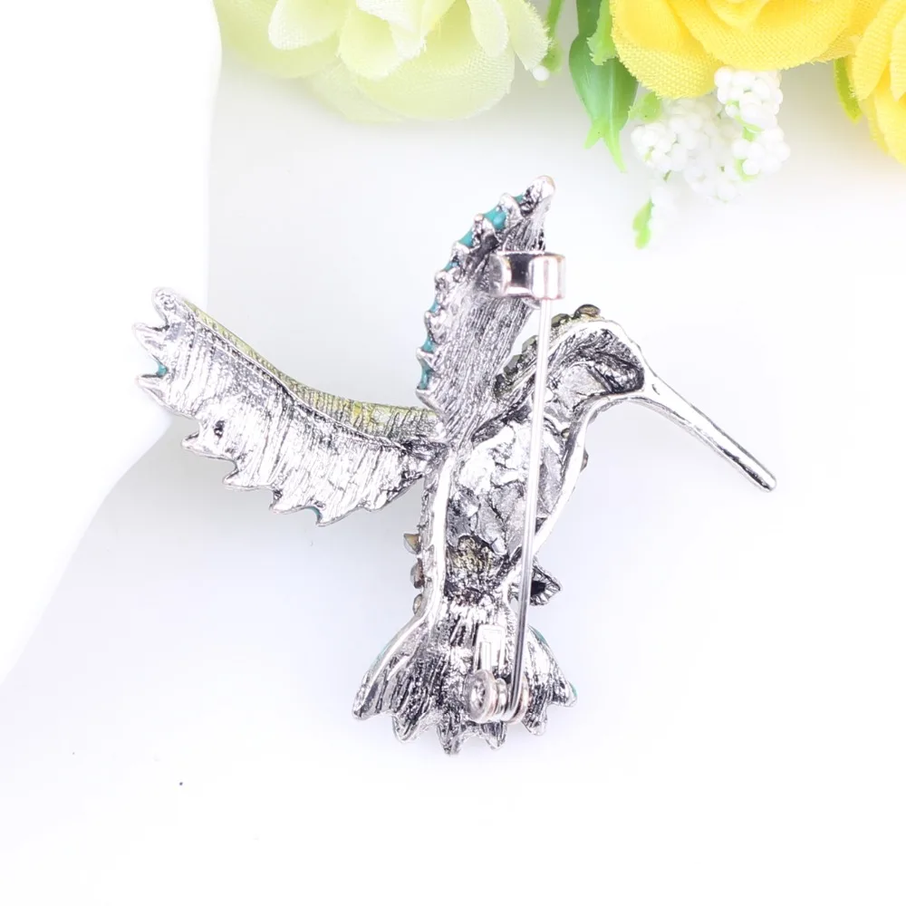 Bonsny эмалированный сплав Hummingbird Hummer брошь со стразами булавка для женской одежды