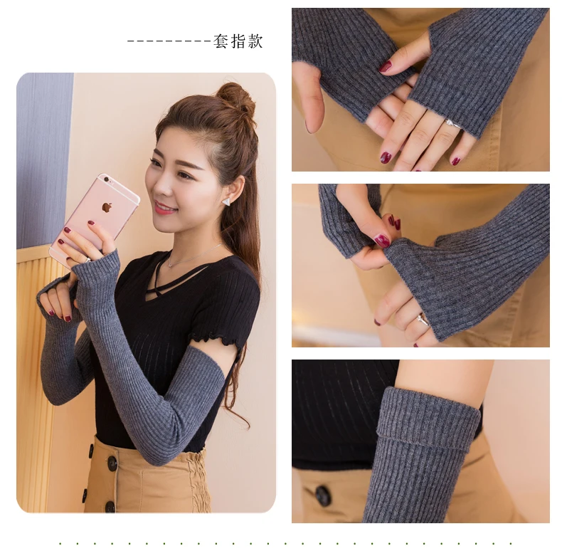 YUNSHUCLOSET Осень и зима узор Модные женские вязаные кашемировые перчатки прямые трубы Стиль
