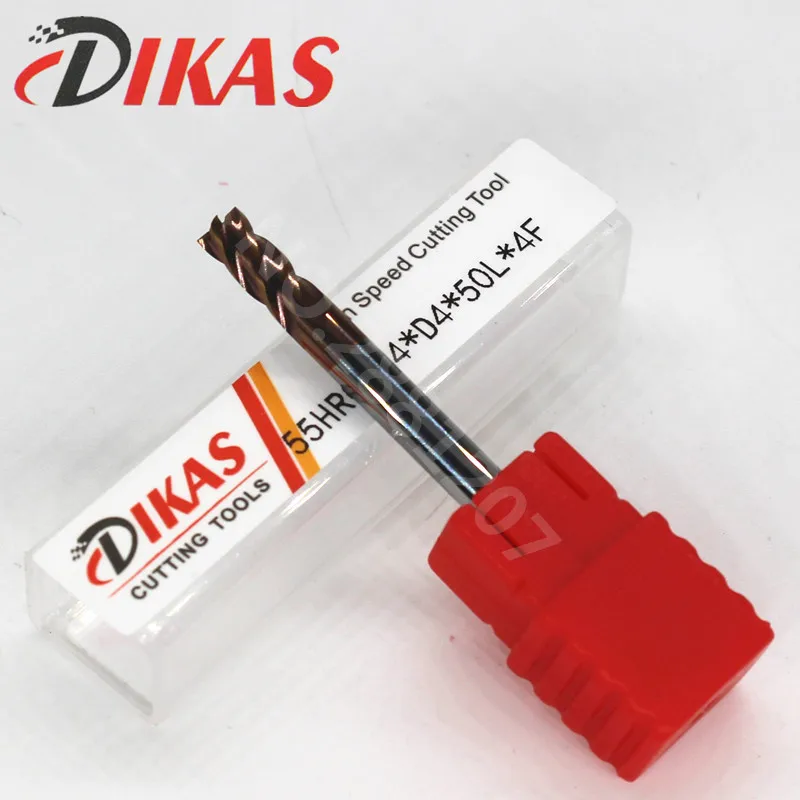 Dikas 55HRC d4 * D4 50L 4F материал карбидная квадратная плоская торцевая фреза 4 канавки мм
