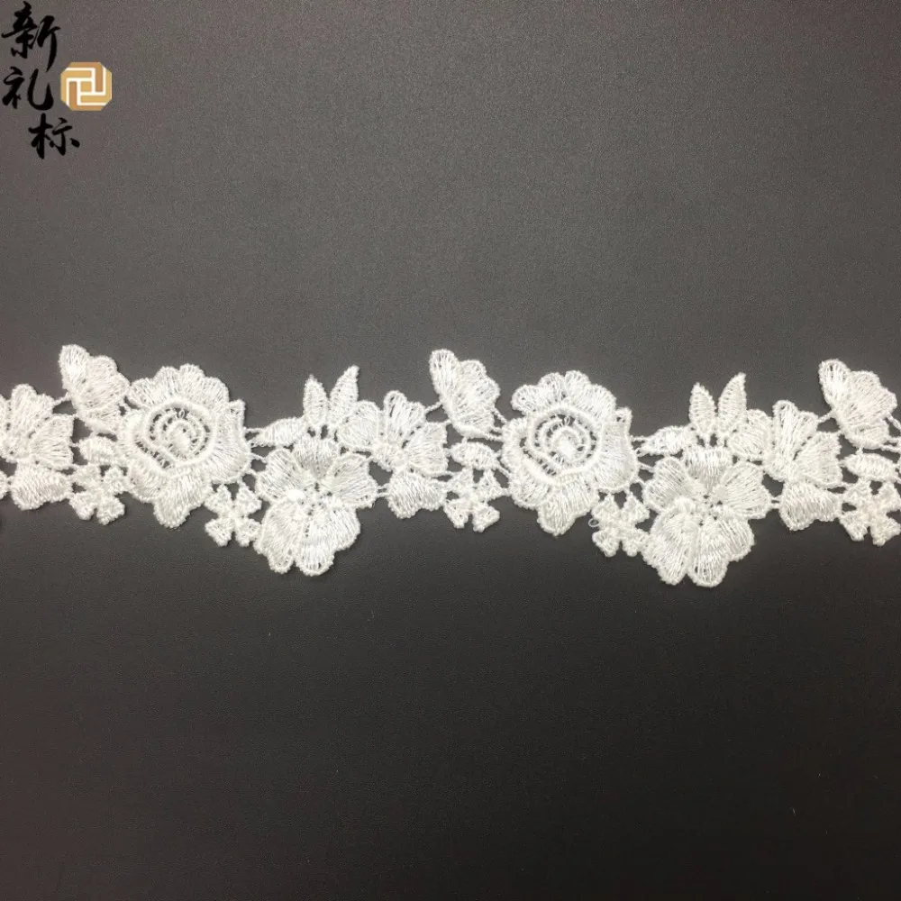 

Free Shipping 15Yards 35mm Wide DIY White Lace Trim Embellishment Braid Guipure Flower Ribbon Sewing Craft Home Decoration