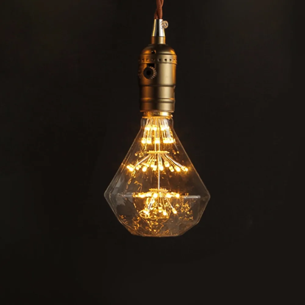 Grensk пожарная Звездная, алмазная G95 Глобус лампа, 3 Вт, супер теплый 2200 K, Edison светодиодный светильник, декоративный светильник ing