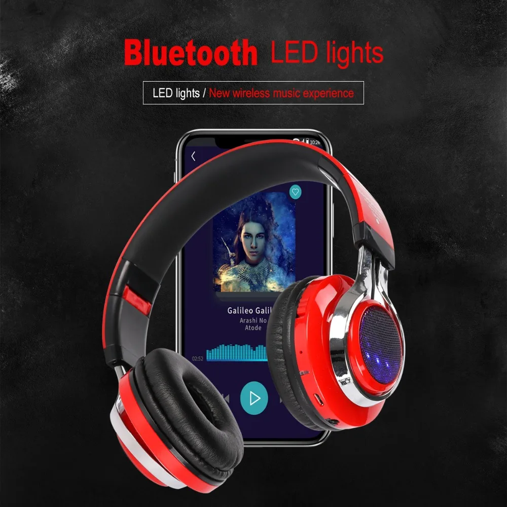 Модные большие беспроводные Bluetooth наушники светящиеся стерео шлем Аудио гарнитура спортивные наушники микрофон светодиодный светильник+ микрофон FM TF режим GT