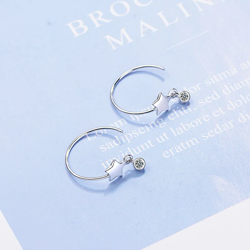 2019 новый дизайн серьги с покрытием из белого золота в виде звезд для женщин