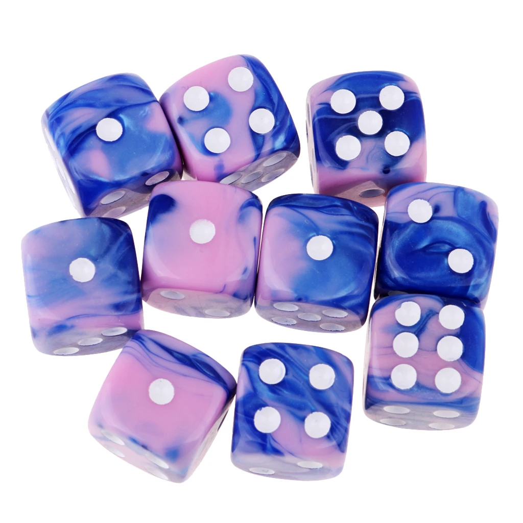 MagiDeal 10 шт 6-кости Набор Яркий Цвета 16 мм игра в кости многогранные кости для настольных игр Казино Подарки обучения