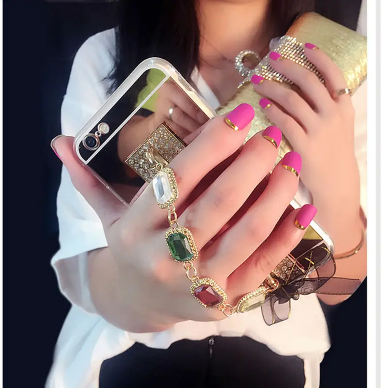 Блестящий Кристальный браслет золотого цвета мягкий зеркальный чехол для