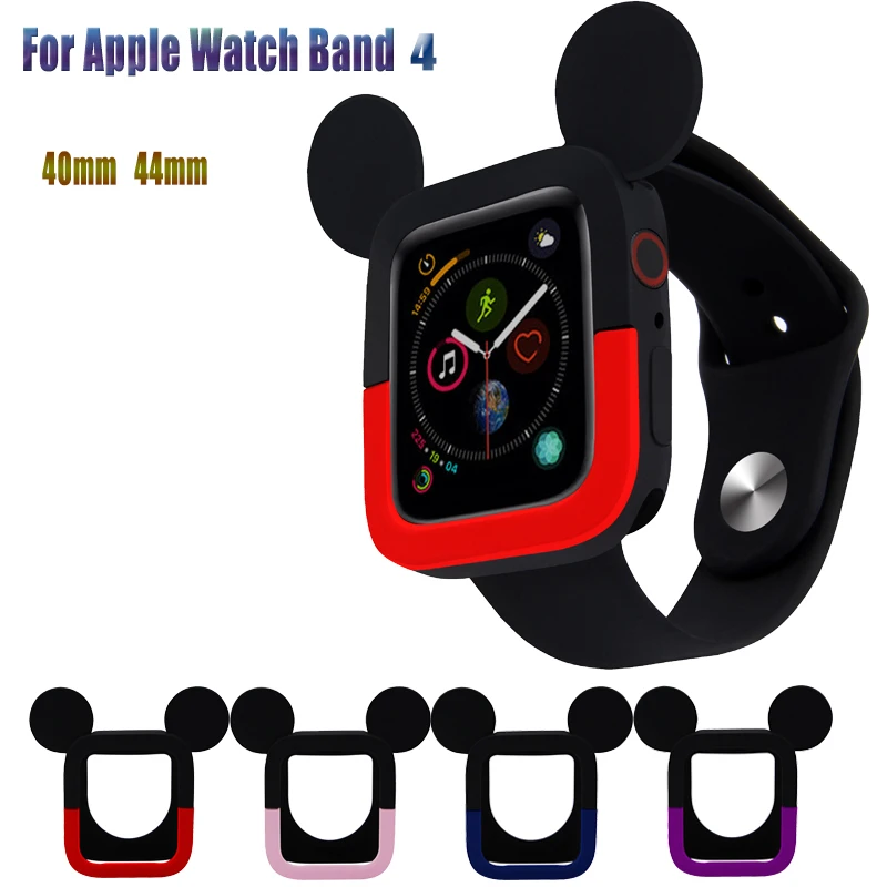 Милый чехол с принтом Микки для Apple Watch 44/40 мм Двухцветный силиконовый защитный